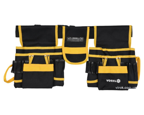 Пояс монтажника для інструментів VOREL з поліестеру; 6 кишень, 2 пересувні відсіки і стрічков захоп