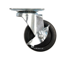 Колесо к тележке полипропил. Ø=40мм, b=17мм VOREL с оборот. опорой и тормозом; h=54мм, навант.20кг[230]