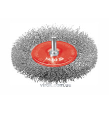 Щітка - крацовка YATO ПЛОСКА  Ø=100 мм зі шпинделем. сталь [12/96]