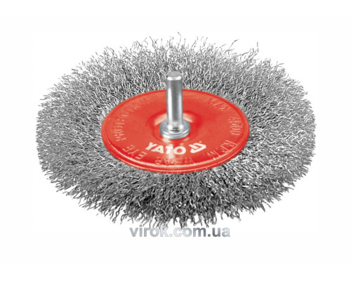 Щітка - крацовка YATO ПЛОСКА Ø=100 мм зі шпинделем. сталь [12/96]