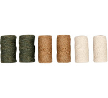 Шнурки джутовые-хлопчатобумажные FLO, 6 рул., разноцветные, 1/1/1,5 мм х 80/40/40 м [36/144]