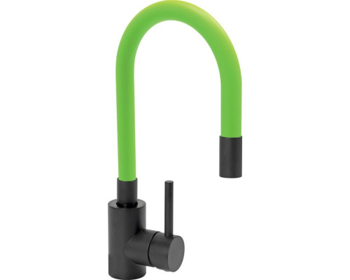 Змішувач води FALA "BLACK FLEXIBLE" для раковини з гнучкою зеленою лійкою(DW)