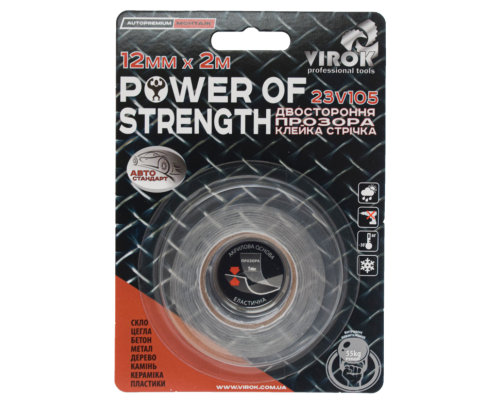Стрічка автомобільна 2-стороння VIROK Power of strength; 12 мм х 2 м [30]