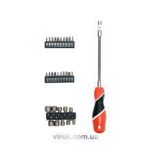 Викрутка - тримач YATO з гнучким стержнем з насадками, HEX 1/4". Hабір 31 Од. [6/24]