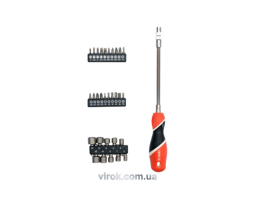 Викрутка - тримач YATO з гнучким стержнем з насадками, HEX 1/4". Hабір 31 Од. [6/24]