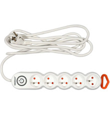 Подовжувач мережевий STHOR: l= 3 м, колодка з 5 гніздами і вмик, 3-жильний Ø=1,5 мм², з заземл [30]