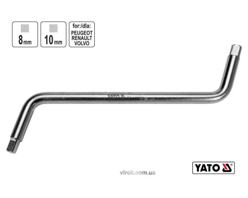 Ключ двусторонний для сливной пробки YATO: квадрат-8 x 10 мм [6/36]