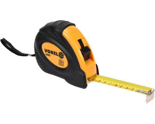 Рулетка з метричною шкалою VOREL : l= 10 м, w= 25 мм, 2 фіксатори [6/60]