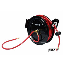 Шланг пневматичний ПВХ на котушці YATO з швидкоз'єдн. наконеч-ми 1/4" Ø=9.5мм, тиск- 20Bar, l=15м