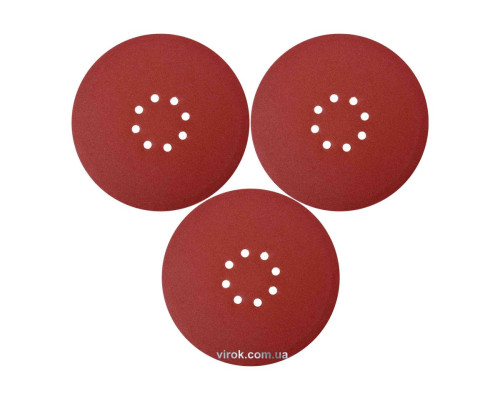 Круг шлифовальный с наждачн. бумаги с липучкой YATO: Ø= 225мм, Р180, к YT-82340 и YT-82350, 3шт [60]