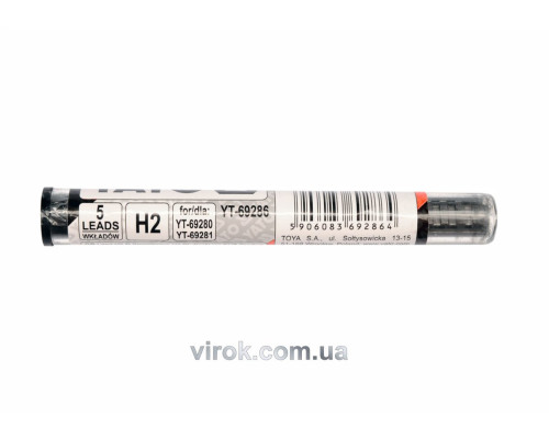 Стержень графітний YATO : "H2", чорний для олівця автомата. 5 шт. [20/1000]