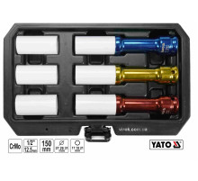 Головки торцеві ударні YATO: квадрат- 1/2", М17,19,21мм l=150мм, Cr-Mo,  для алюм. дисків 6 Од. [10]