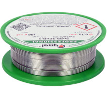 Припій без свинцю CYNEL : Ø0,7 мм, Sn99,3-Cu0,7 дротяний на котушці з флюсом m= 100 г [30]