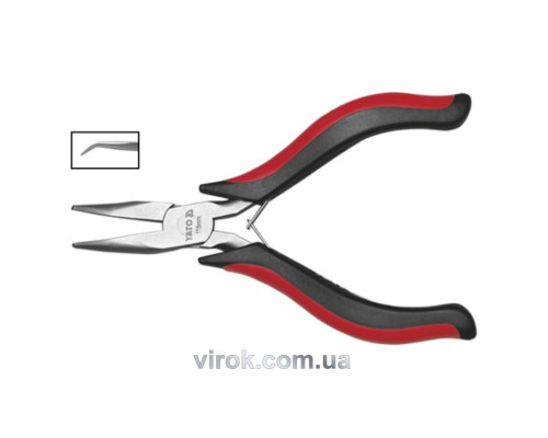 Тонкогубці-міні загнуті нікельовані YATO : L= 115 мм [6/120]