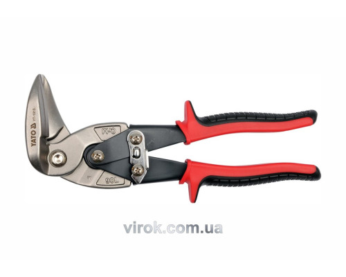 Ножницы по металлу YATO : L= 225 мм, левые изогнутые, Cr-Mo [6/36]