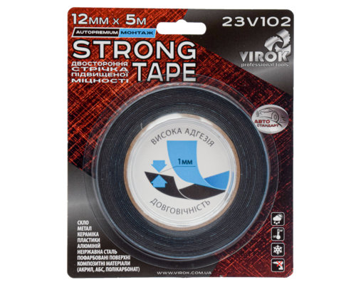 Стрічка автомобільна 2-стороння VIROK Strong Tape; 12 мм х 5 м [10]