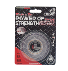 Стрічка автомобільна 2-стороння VIROK Power of strength; 15 мм х 2 м [30]