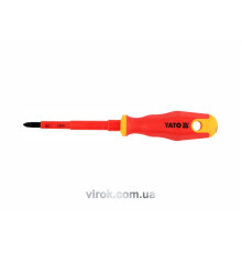 Викрутка хрестова діелектрична ізольована YATO : PZ2 x 100 мм. VDE до 1000V [12/120]