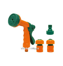 Зрошувач-пістолет 6-режимний FLO з набором з'єднань 1/2", ABS-пластик, 4 шт [12/48]