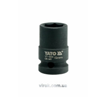 Головка торцева ударна 6-гранна YATO : квадрат 1/2", М= 15 мм, L= 39 мм [40/160]