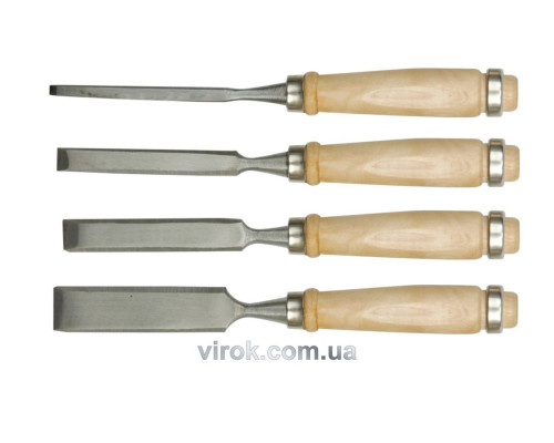 Стамески VOREL з дерев'яною ручкою : (набір) 4 шт. [10/40]