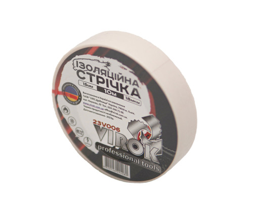 Стрічка ізоляційна VIROK : 15 мм х 10 м x 0,18 мм БІЛА [15/240]