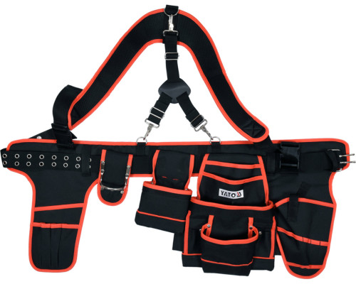 Пояс з 2 кобурами і кишенями для інструменту YATO, на лямках; 1,2 м х 100 мм [10]