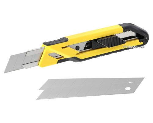 Ніж STANLEY "Comfort" з висувним лезом 18 мм, з відломними сегментами, 3 леза [Блістер]