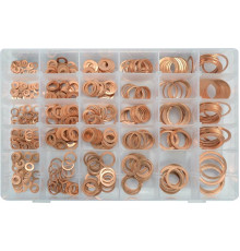 Шайби мідні різних розмірівYATO, Ø= 4/8 - 30/36 мм, наб. 580 шт [20]