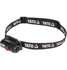 Ліхтар на чоло діодний YATO; живл. Li-Po акумул 3,7В, 0,35 АГод, 6 режимів, відстан 85/ 50/ 30/ 20 м