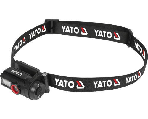 Ліхтар на чоло діодний YATO; живл. Li-Po акумул 3,7В, 0,35 АГод, 6 режимів, відстан 85/ 50/ 30/ 20 м
