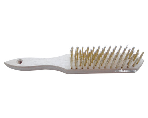 Щітка ручна з латунного дроту VIROK : 5 ряди з дерев'яною ручкою [30]