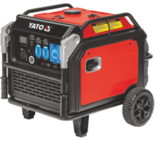 Генератор тока инверторный бензиновый YATO: P= 5 кВт, U= 230 В (AC) и 12 В 8,3А (DC), бак- 22,4 л
