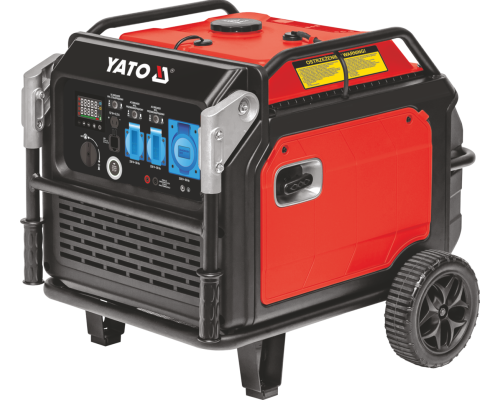 Генератор струму бензиновий інверторний YATO: P= 5 кВт, U= 230 В (AC) і 12 В 8,3А (DC), бак- 22,4 л