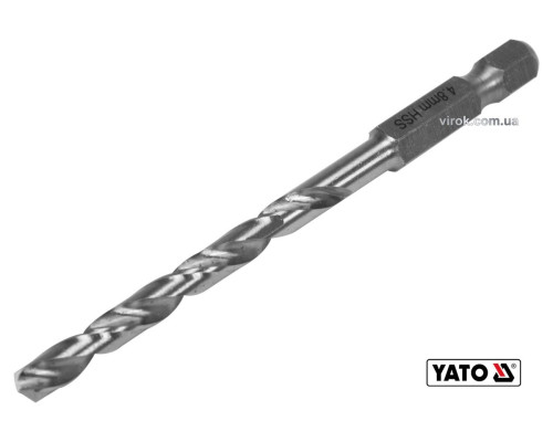 Свердло по металу YATO: HSS6542, Ø=4.8мм, HEX-1/4", l=86/52мм,для нержав. конструкт.,легов.сталі(DW)