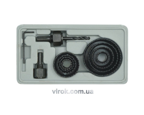 Пили кільцеві по дереву VOREL + свердло. Ø-19-64мм (2 хвостовики), Набір 11шт. В кейсі [12/36]