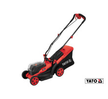 Газонокосарка на 4-х колесах акумул. YATO: 2х Li-Ion 18В 2 Агод, обрізн діап.Ø=34см, ємність 35л [1]