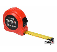 Рулетка YATO : L=10м x25мм, со стальной лентой, нейлоновым покрытием, двойной блокировкой [6/36]