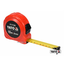 Рулетка YATO : L=10м x25мм, со стальной лентой, нейлоновым покрытием, двойной блокировкой [6/36]