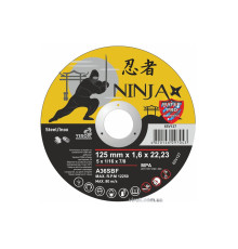 Диск відрізний по металу/нержав. сталі NINJA : Ø= 125 х 22.23 мм, t= 1,6 мм [25шт/уп/400]