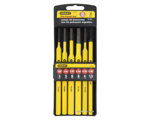 Набор слесарных пробойников "STANLEY" : M=(1,5/3/4/5/6/7/8) мм. Компл. 6 Шт.