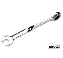 Ключ ріжково-накидний, кручений 90° з тріщаткою YATO : М= 13 x 182 мм, HRC 40-45, Cr-V [25/150]