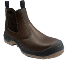 Сапоги низкие рабочие из полированной спилки кожи YATO CHELSEA разм 40, коричневые с полиурет подошвой