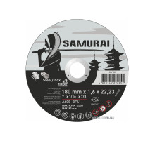 Диск відрізний по металу/нержав. сталі SAMURAI ТМ VIROK : Ø= 180х22.23 мм, t= 1.6 мм (25шт/уп)