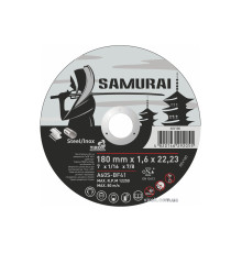 Диск відрізний по металу/нержав. сталі SAMURAI ТМ VIROK : Ø= 180х22.23 мм, t= 1.6 мм (25шт/уп)