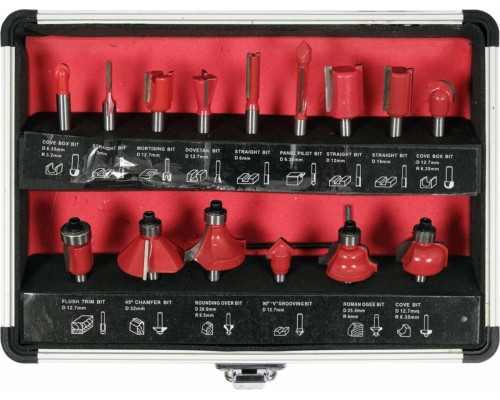 Фрези по дереву YATO зі шпинделем Ø= 6 мм, Ø= 3-32 мм, 15 шт [20]