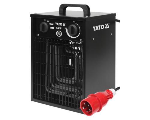 Нагрівач приміщень мереж YATO 400В 3-фазн 5кВт з вентилятором, обігрів S≤ 48м², реж- 40/2500/5000 Вт