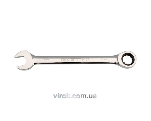 Ключ рожково-накидный YATO с трещаткой: CrV, М=21 мм, L=290 мм [6/30/60]