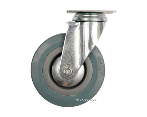 Колесо до візка Ø= 75 мм, b= 21мм VOREL; сіра гума, з обертовою опорою; h=104мм, навантаж.-30кг [52]