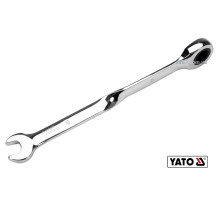 Ключ ріжково-накидний, кручений 90° з тріщаткою YATO : М= 9 x 160 мм, HRC 40-45, Cr-V(DW)